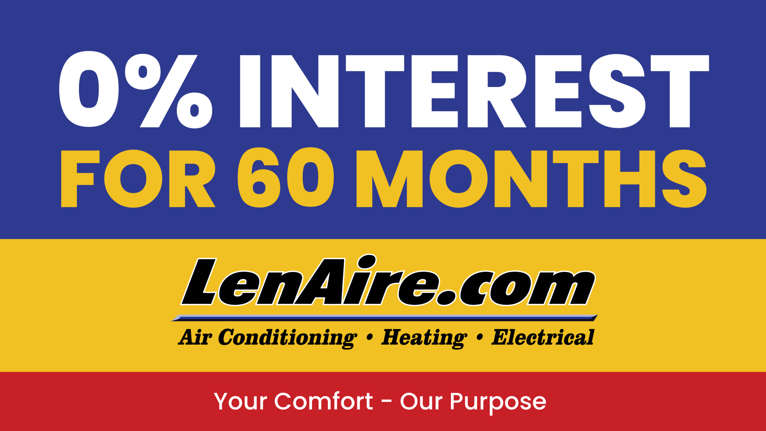 0% Interest Hero Image HVAC services bossier, Louisiana